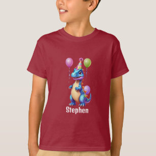 Niedlicher blauer Geburtstag-Dinosaurier T-Shirt