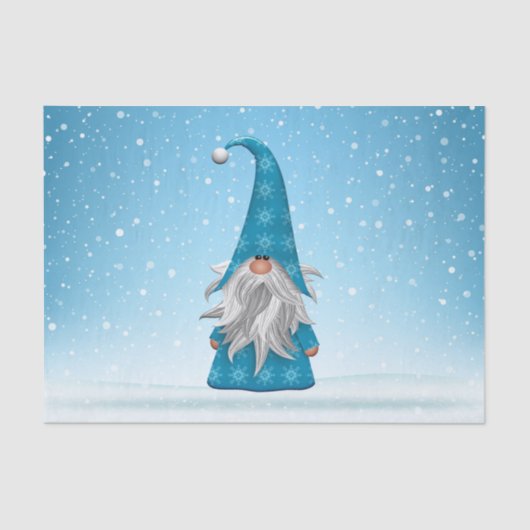 Niedlicher Blauer Genom im Schnee Seidenpapier (Vorderseite)