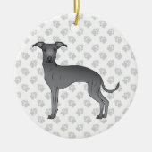 Niedlicher, blauer Grauhund mit Pfoten Keramik Ornament (Vorne)