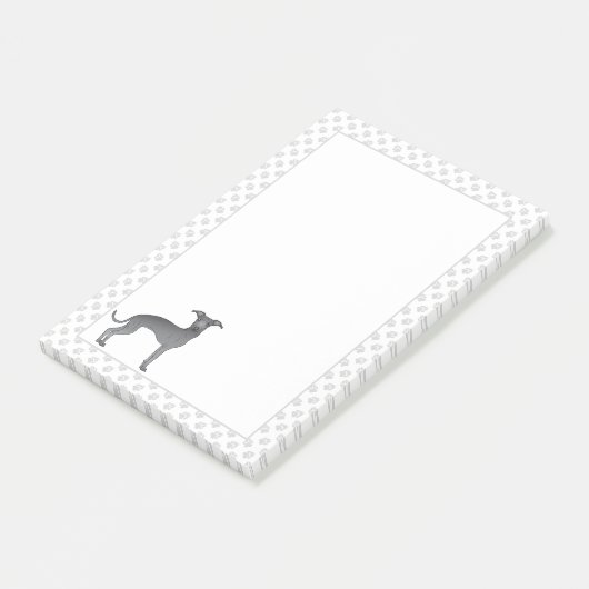 Niedlicher, blauer Grauhund mit Pfoten Post-it Klebezettel (angewinkelt)