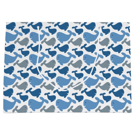 Niedlicher Blauer Grauwal Große Geschenktüte (Vorderseite)