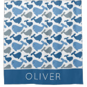 Niedlicher Blauer Grauwal Personalisierte Kinder Duschvorhang (Vorderseite)