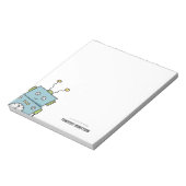 Niedlicher Blauer Handgezogener Roboter Notizblock (Rotiert)