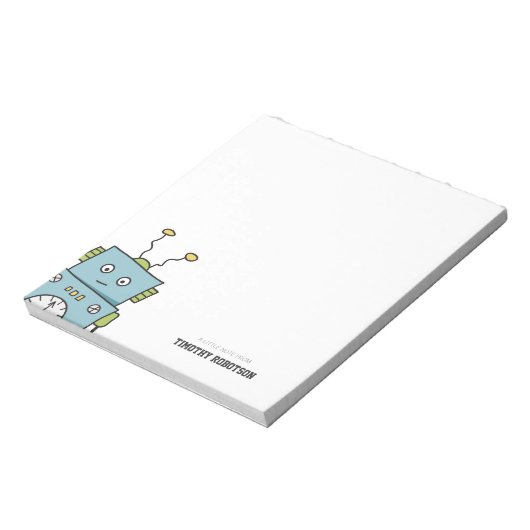 Niedlicher Blauer Handgezogener Roboter Notizblock (Rotiert)