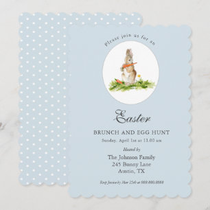 Niedlicher blauer Hase Osterbrunch & Ostereiersuch Feiertagskarte