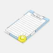 Niedlicher blauer Himmel Sonnenschein Gesicht von  Post-it Klebezettel (angewinkelt)