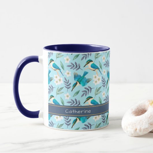 Niedlicher Blauer Himmelsvogel Tasse (Mit Donut)