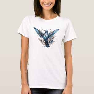 Niedlicher blauer Hummingbird-T - Shirt