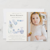 Niedlicher Blauer Hund jedes Alter Geburtstag Foto Dankeskarte (Vorderseite)