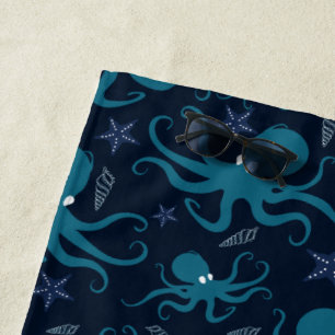 Niedlicher Blauer Kraken Strandtuch