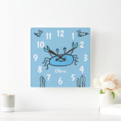 Niedlicher Blauer Krebs Quadratische Wanduhr (Zuhause)