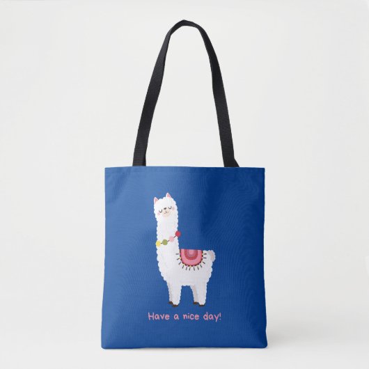 Niedlicher blauer Llama Alpaca Lama Tasche (Vorderseite)