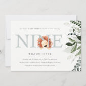 Niedlicher blauer Löwenfaden 9. Geburtstag Einladung (Vorderseite)