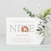 Niedlicher blauer Löwenfaden 9. Geburtstag Einladung (Stehend Vorderseite)