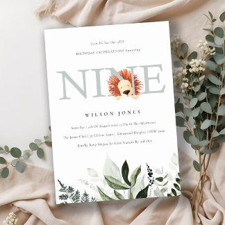 Niedlicher blauer Löwenfaden 9. Geburtstag Einladung