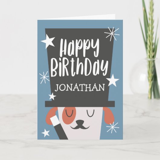 Niedlicher blauer Magischer Hund zum Geburtstag |  Karte (Vorderseite)