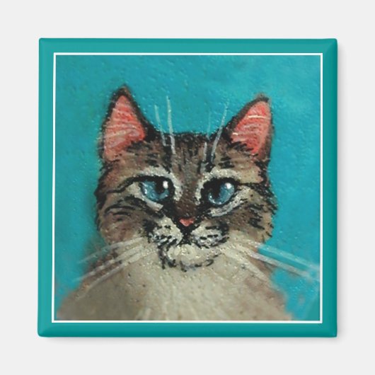 Niedlicher blauer mit Augen Katzenmagnet Magnet (Vorne)