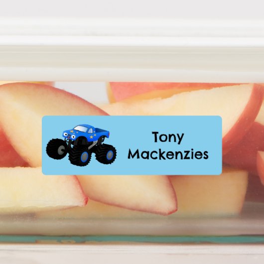 Niedlicher blauer Monster-Cartoon personalisiert Etiketten (Befestigt)