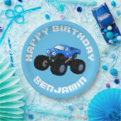 Niedlicher blauer Monster-Cartoon personalisiert Pappteller (Party)
