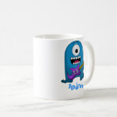 Niedlicher blauer Monster-Gitarrist Kaffeetasse (VorderseiteRechts)