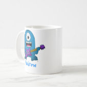 Niedlicher blauer Monster-Gitarrist Kaffeetasse (Vorderseite Links)