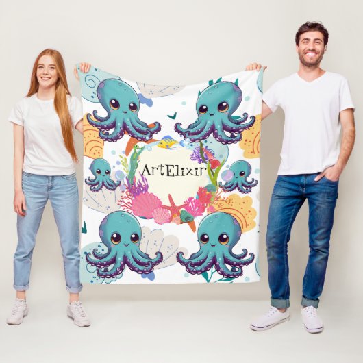 Niedlicher Blauer Oktopus Fleecedecke (Beispiel)