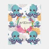 Niedlicher Blauer Oktopus Fleecedecke (Vorderseite)