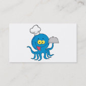 niedlicher blauer Oktopus-Koch mit Servierplatte Visitenkarte (Rückseite)