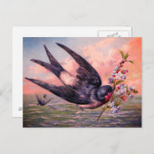 Niedlicher Blauer Orangenschwanzvogel und Hübsche Postkarte (Vorne/Hinten)