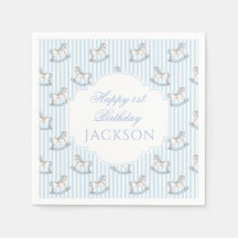 Niedlicher, blauer Pferdespielzeug mit Happy Gebur