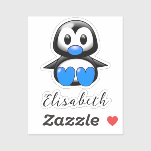 Niedlicher blauer Pinguin-Aufkleber für den Namen  Aufkleber (Blatt)