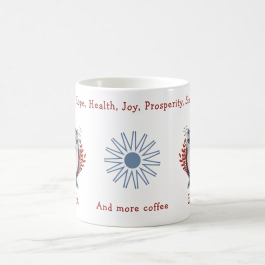 Niedlicher blauer Polar Fox, floraler Hintergrund. Kaffeetasse (Mittel)