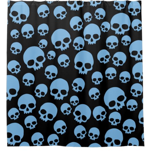 Niedlicher Blauer Random Skulls Muster Duschvorhan Duschvorhang (Vorderseite)