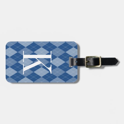 Niedlicher blauer Rautenmusterreise-Gepäckumbau Gepäckanhänger (Vorderseite horizontal)
