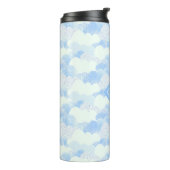 Niedlicher blauer Regen Wolken Monogram Name Therm Thermosbecher (Nach links gedreht)