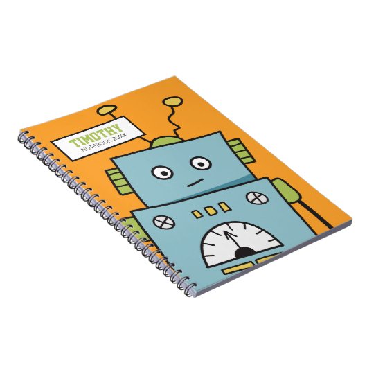 Niedlicher Blauer Roboter mit Personalisiertem Nam Notizblock (Rechte Seite)