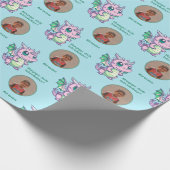 Niedlicher, blauer Rosa Chibi Dragon Benutzerdefin Geschenkpapier (Ecke)