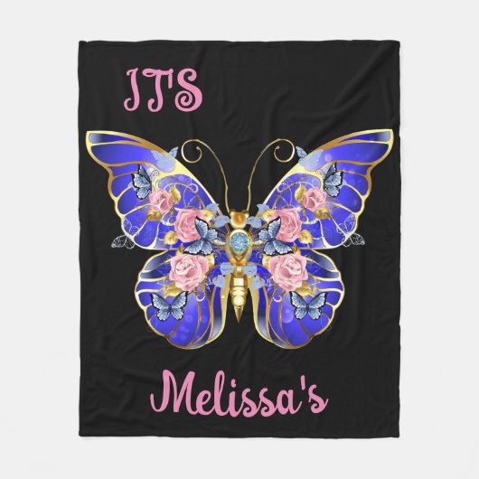 Niedlicher Blauer Rosa Goldbarmherziger Name Gebur Fleecedecke (Vorderseite)