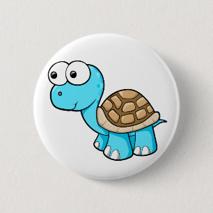 Niedlicher blauer Schildkröte-Knopf Button