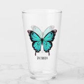 niedlicher Blauer Schmetterling Glas (Rückseite)