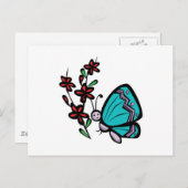 niedlicher Blauer Schmetterling und Blume Postkarte (Vorne/Hinten)