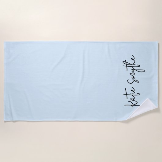 Niedlicher blauer Skriptname Strandtuch (Vorderseite)