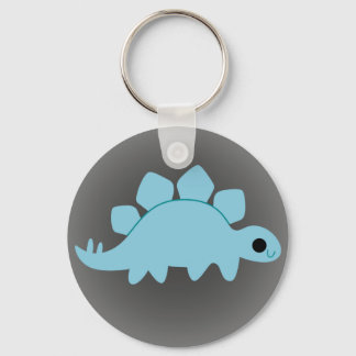 Niedlicher Blauer Stegosaurus auf Grau Schlüsselanhänger