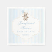 Niedlicher blauer Tedbear baby Boy Dusche Paper Na Serviette (Vorderseite)