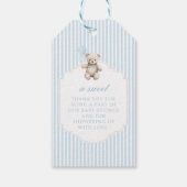 Niedlicher blauer Teddy Bär Babydusche Danke Geschenkanhänger (Rückseite)