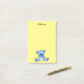 niedlicher blauer Teddybär Post-it Klebezettel (Auf Schreibtisch)