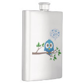 Niedlicher blauer Twittervogel-Cartoon Flachmann (Rechts)