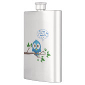 Niedlicher blauer Twittervogel-Cartoon Flachmann (Links)