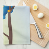 Niedlicher blauer Twittervogel-Cartoon Geschirrtuch (Viertel Falte)