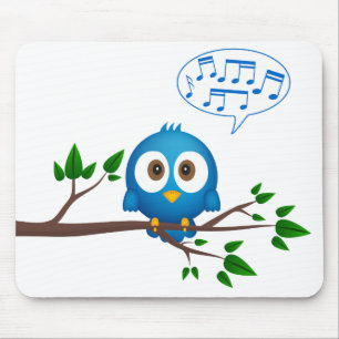 Niedlicher blauer Twittervogel-Cartoon Mousepad